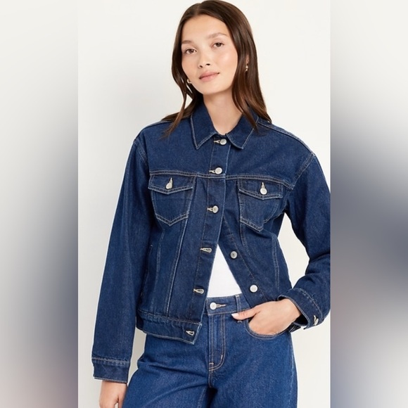 Old Navy Jackets & Blazers - Old Navy Classic Cropped Dark Wash Denim Trucker Jean Jacket NWT XXL